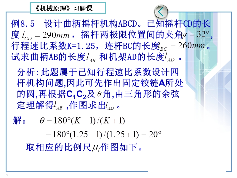 机械原理第8-9章作业解答-2009年3月四杆.ppt_第2页