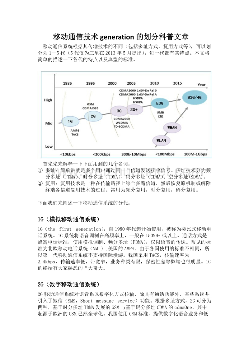 移动通信技术分代简介.docx_第1页