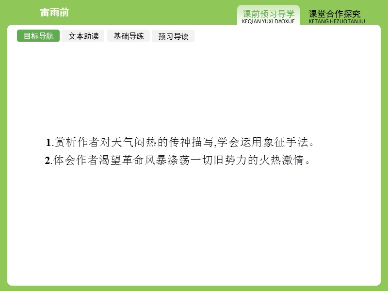 【赢在课堂】高二语文苏教版选修《现代散文选读》课件：4.1 雷雨前.ppt_第3页