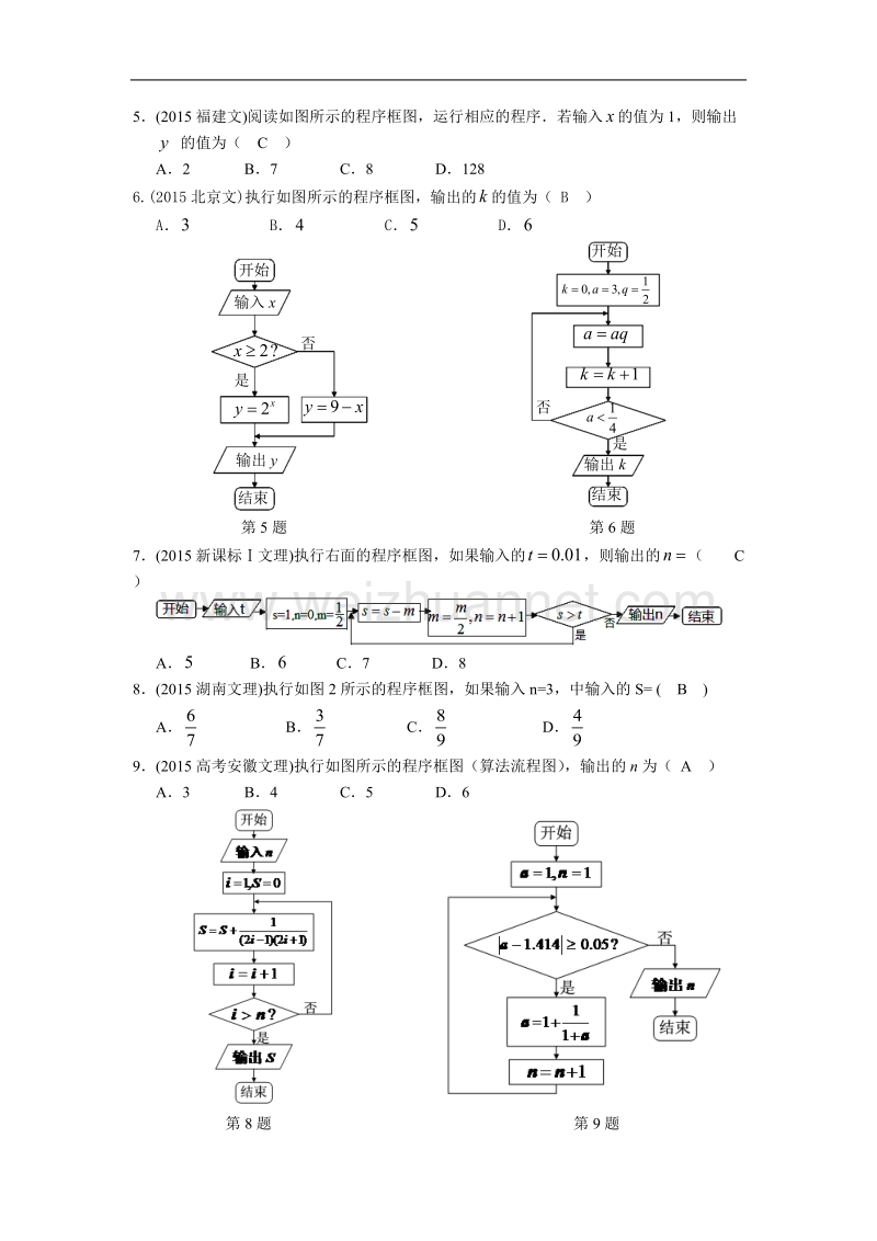 程序框图2015高考精选(教师版).doc_第2页