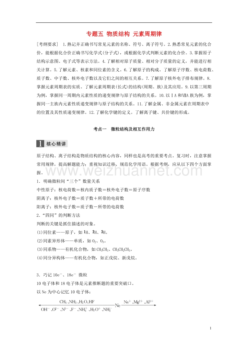 2018版高中化学二轮复习 专题五 物质结构 元素周期律练习.doc_第1页