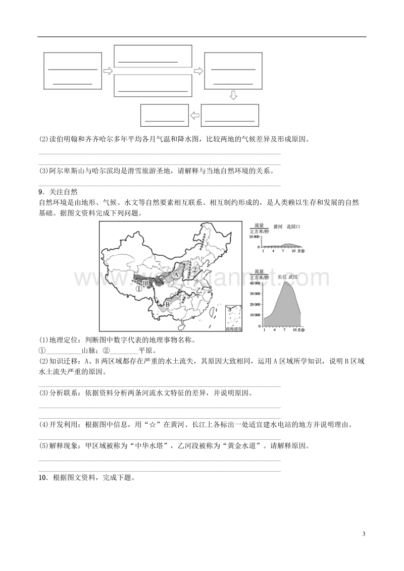 山东省济南市2018年中考地理 专题复习六 区域“差异与合作”测试.doc_第3页