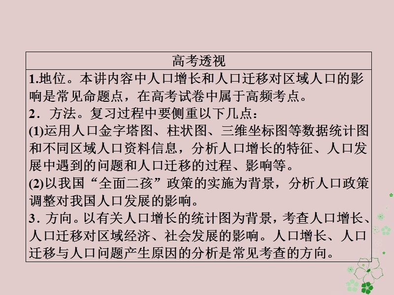 （全国通用）2018年高考地理二轮复习 第一篇 专题与热点 专题二 人文地理事象及其发展 第1讲 人口课件.ppt_第3页