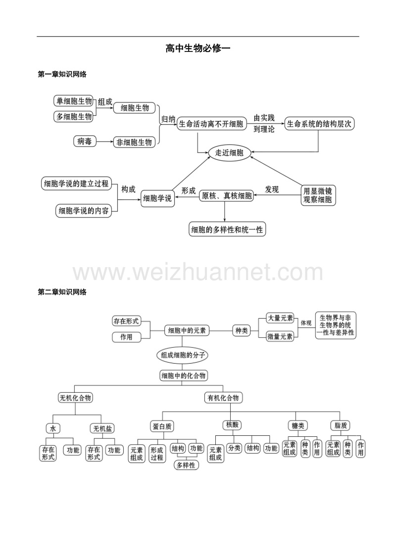 高中生物必修一知识网络.doc_第1页