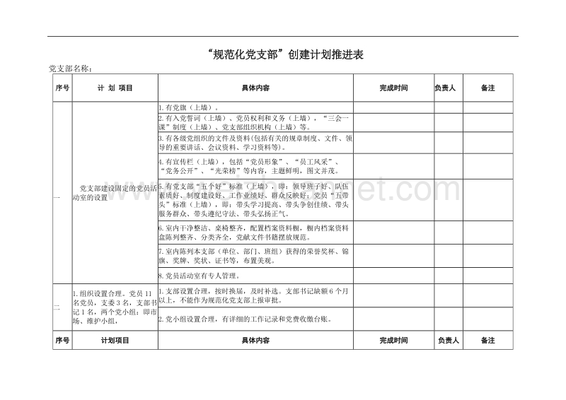 规范化党支部创建计划.doc_第1页