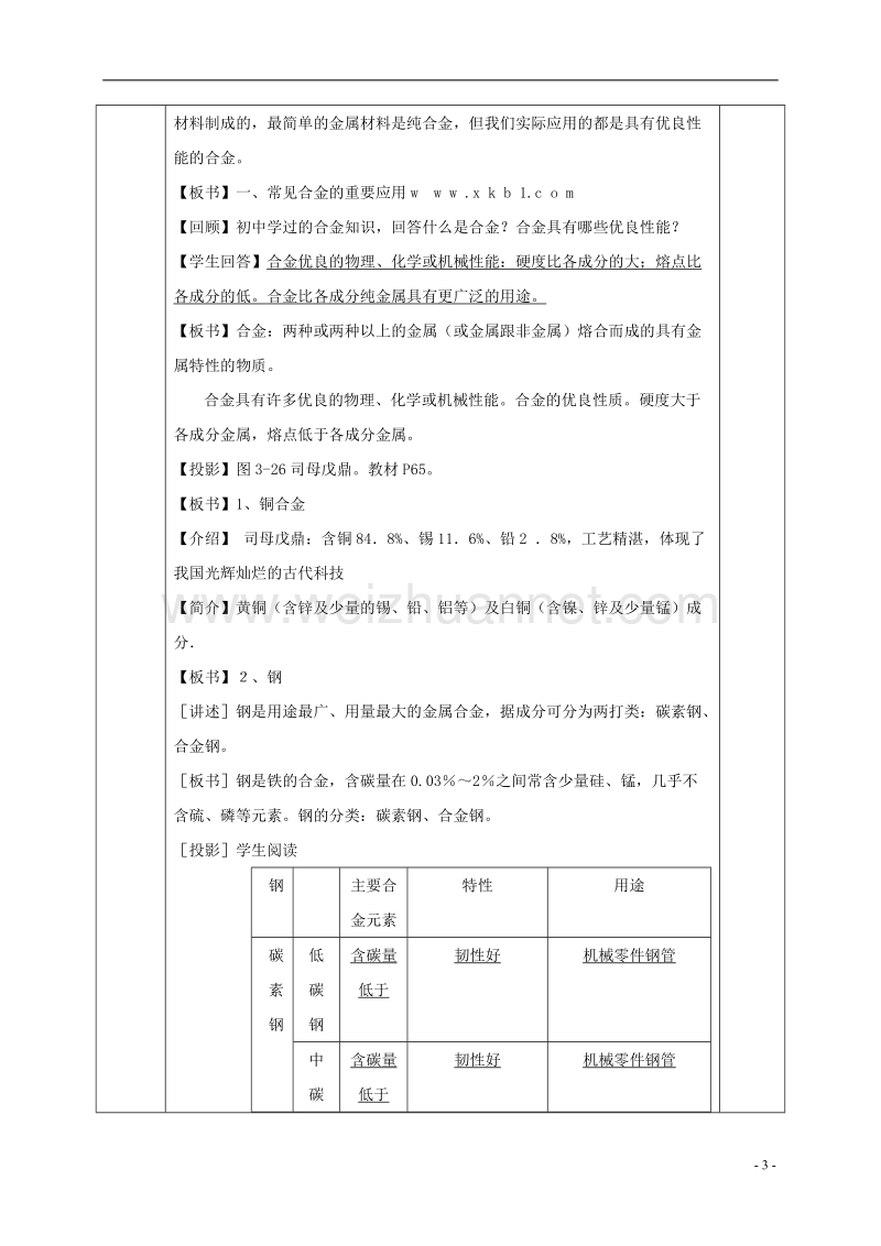 2017年春高中化学 第三章 金属及其化合物 第三节 用途广泛的金属材料教案 新人教版必修1.doc_第3页