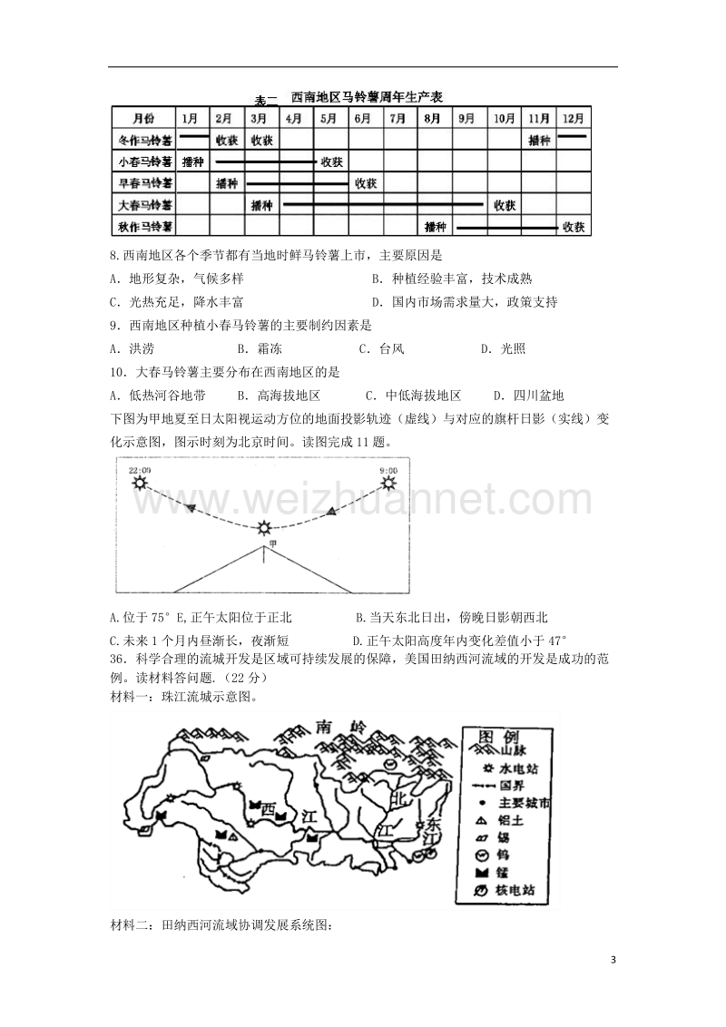 甘肃省天水市2018届高三地理上学期第四次阶段（期末）考试试题.doc_第3页