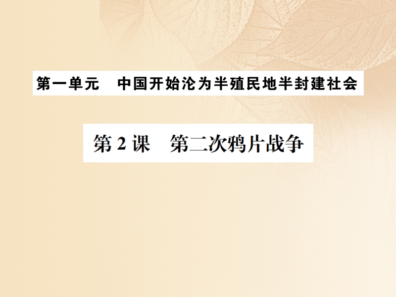 2017八年级历史上册 第一单元 中国开始沦为半殖民地半封建社会 第2课 第二次鸦片战争习题课件 新人教版.ppt_第1页