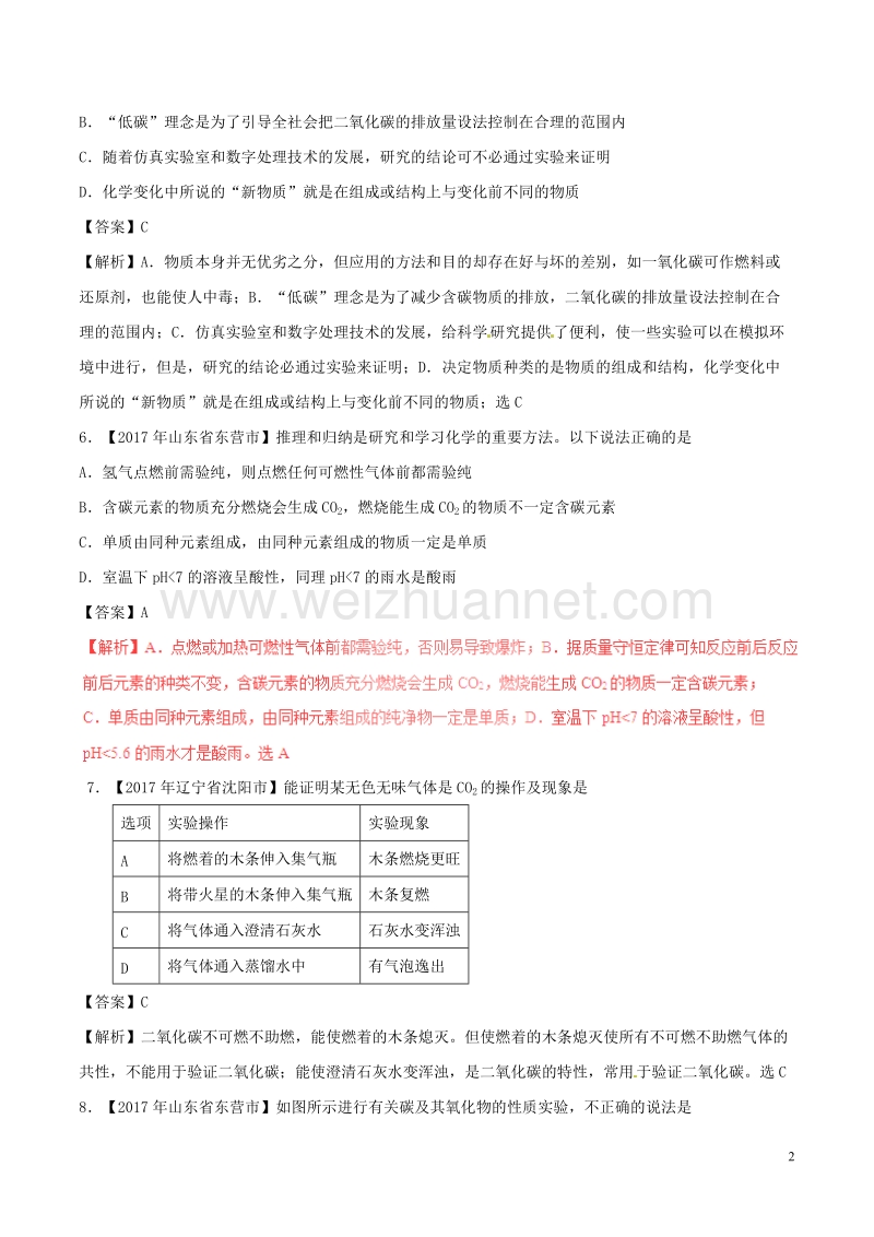 2017年中考化学试题分项版解析汇编（第02期）专题6.1 碳单质及其氧化物（含解析）.doc_第2页