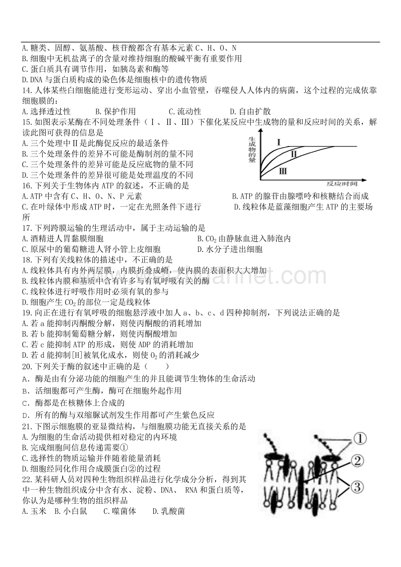 高中生物一轮复习练习题及答案.doc_第2页