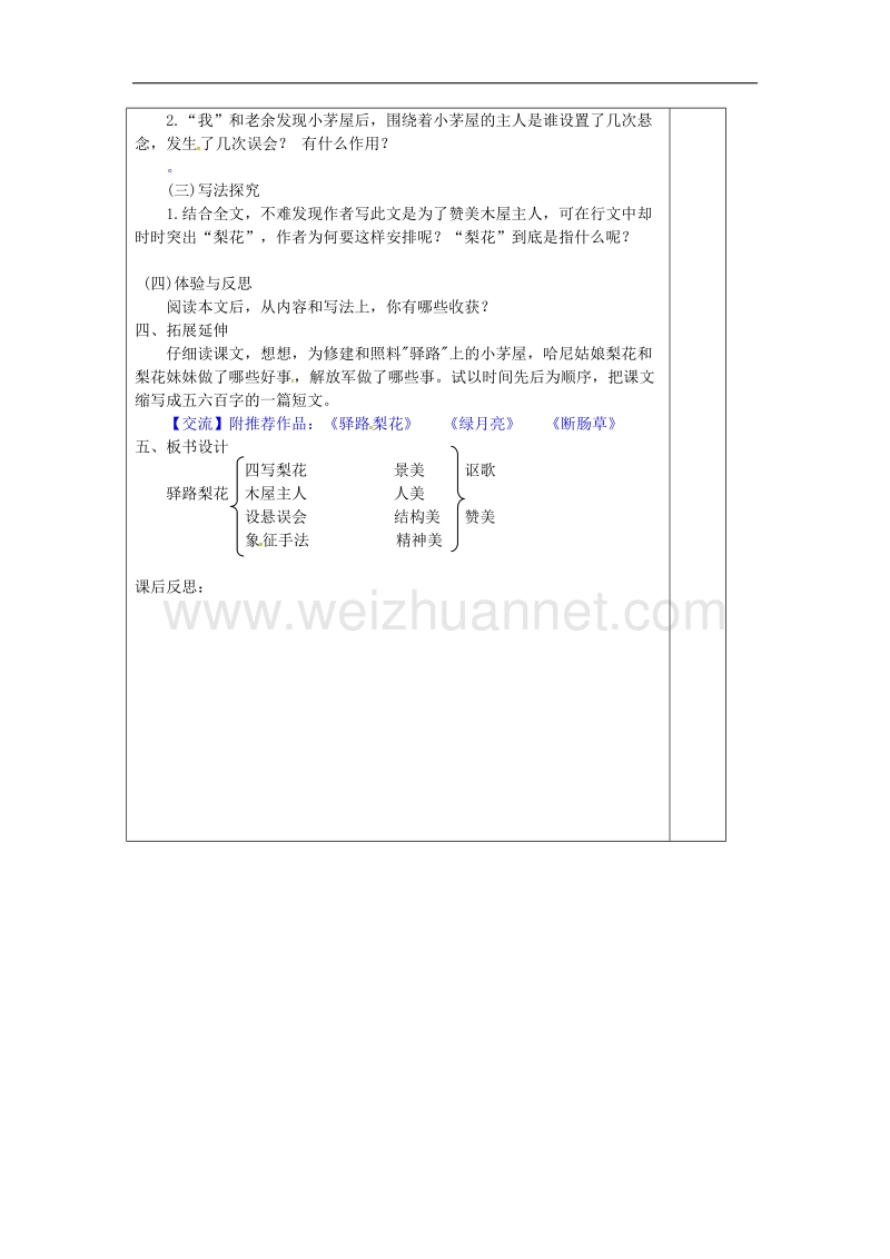 （2016年冬季版）河南省宝丰县七年级语文下册14驿路梨花导学案（无答案）新人教版.doc_第2页