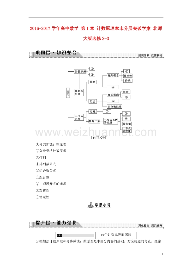 2017年高中数学第1章计数原理章末分层突破学案北师大版选修2-3.doc_第1页