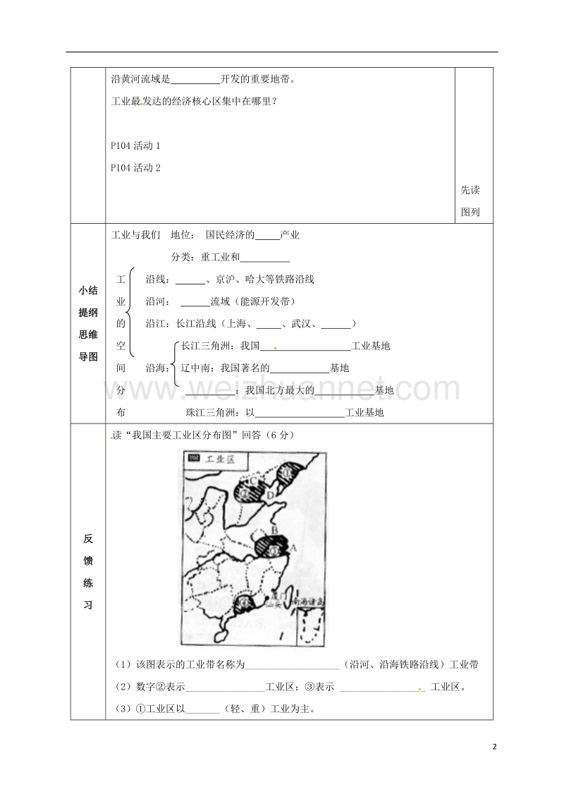 辽阳市八年级地理上册 4.3 工业学案1（无答案）（新版）新人教版.doc_第2页