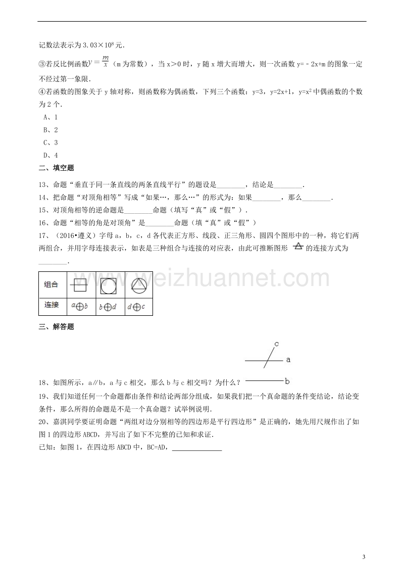 2017版中考数学备考专题复习 命题与证明（含解析）.doc_第3页