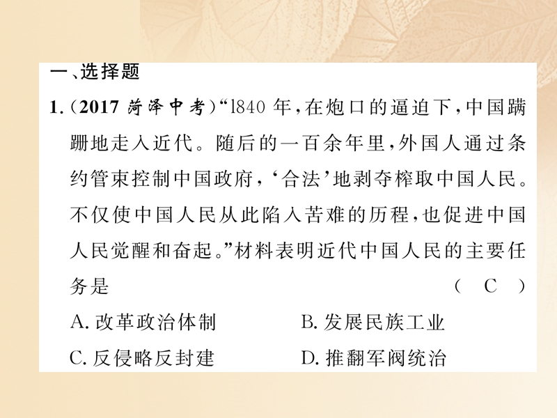 2018年中考历史总复习 第二编 热点专题速查篇 专题1 列国的侵略与中国人民的抗争课件.ppt_第2页