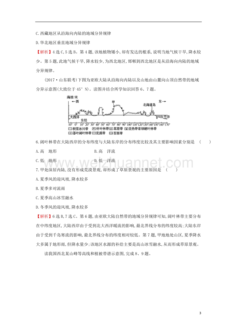 2018届高考地理一轮复习 课时作业提升练十四 5 自然地理环境的整体性与差异性 新人教版.doc_第3页