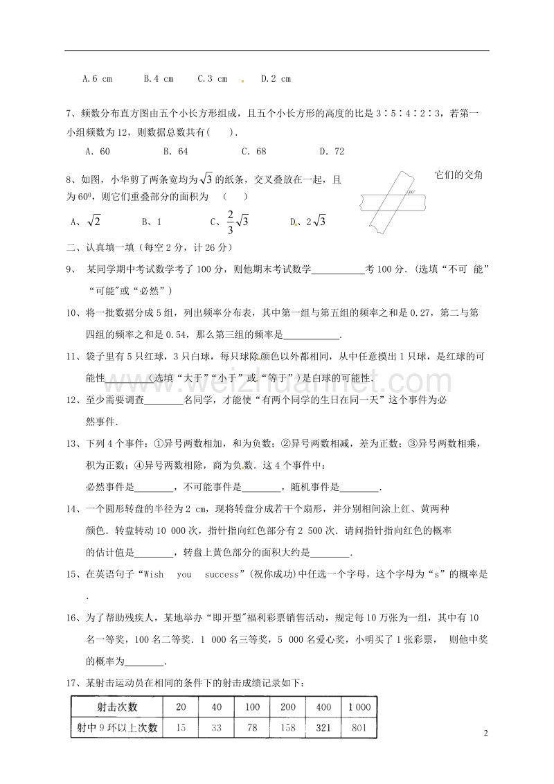 江苏省盐城市大丰区八年级数学下学期第2周假期作业（无答案）（新版）苏科版.doc_第2页