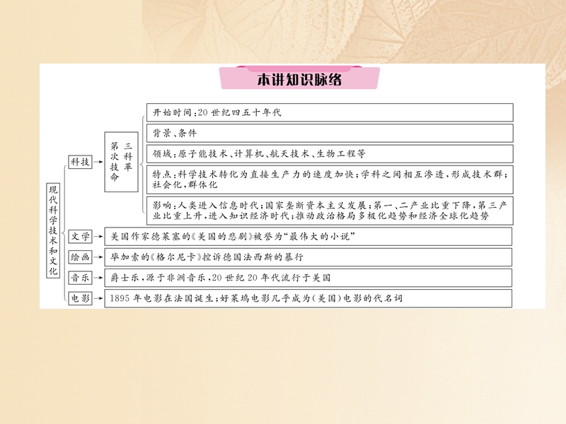 2018年中考历史总复习 第一编 教材知识速查篇 模块四 世界现代史 第24讲 现代科学技术和文化课件.ppt_第2页