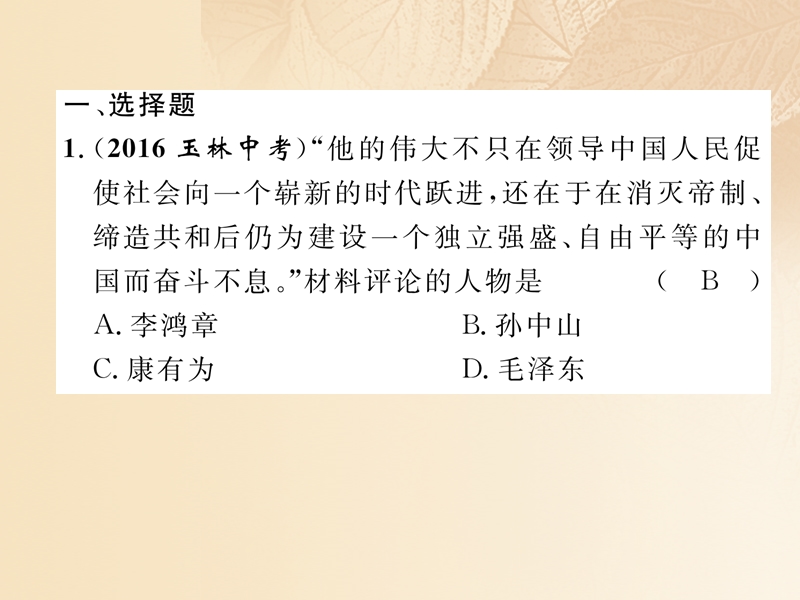 2018年中考历史总复习 第二编 热点专题速查篇 专题10 纵横捭阖 叱咤风云—重要历史人物（精练）课件.ppt_第2页