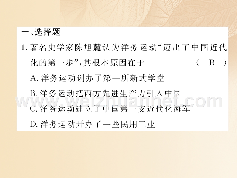 2018年中考历史总复习 第二编 热点专题速查篇 专题2 近代化的探索（精练）课件.ppt_第2页