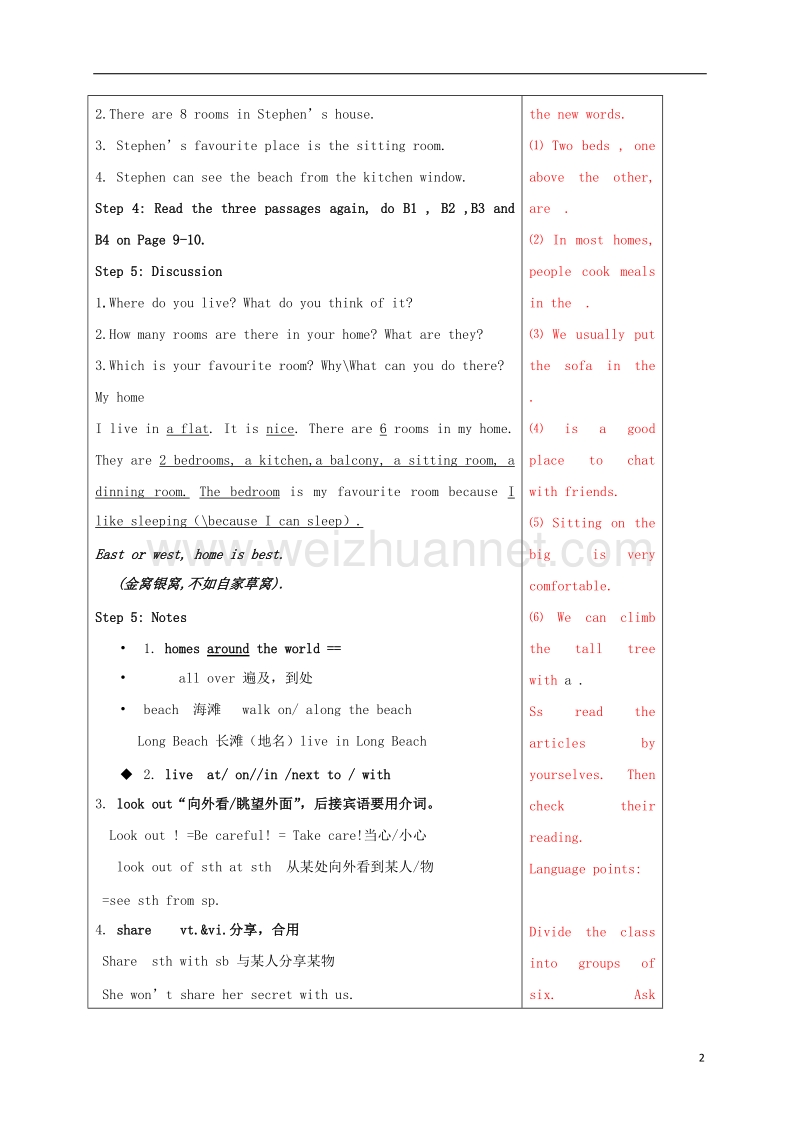 2017春七年级英语下册unit1dreamhomesreading(i)教案新版牛津版.doc_第2页