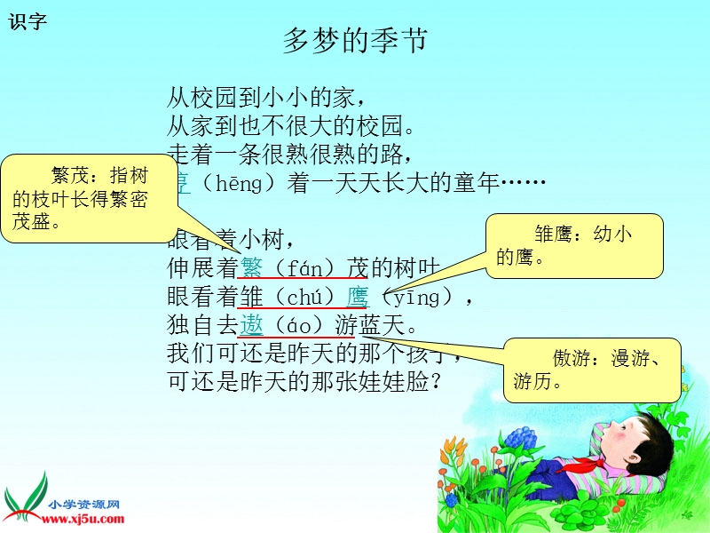 2015-2016学年四年级下册语文课件：1.《多梦的季节》2（湘教版）.ppt_第2页