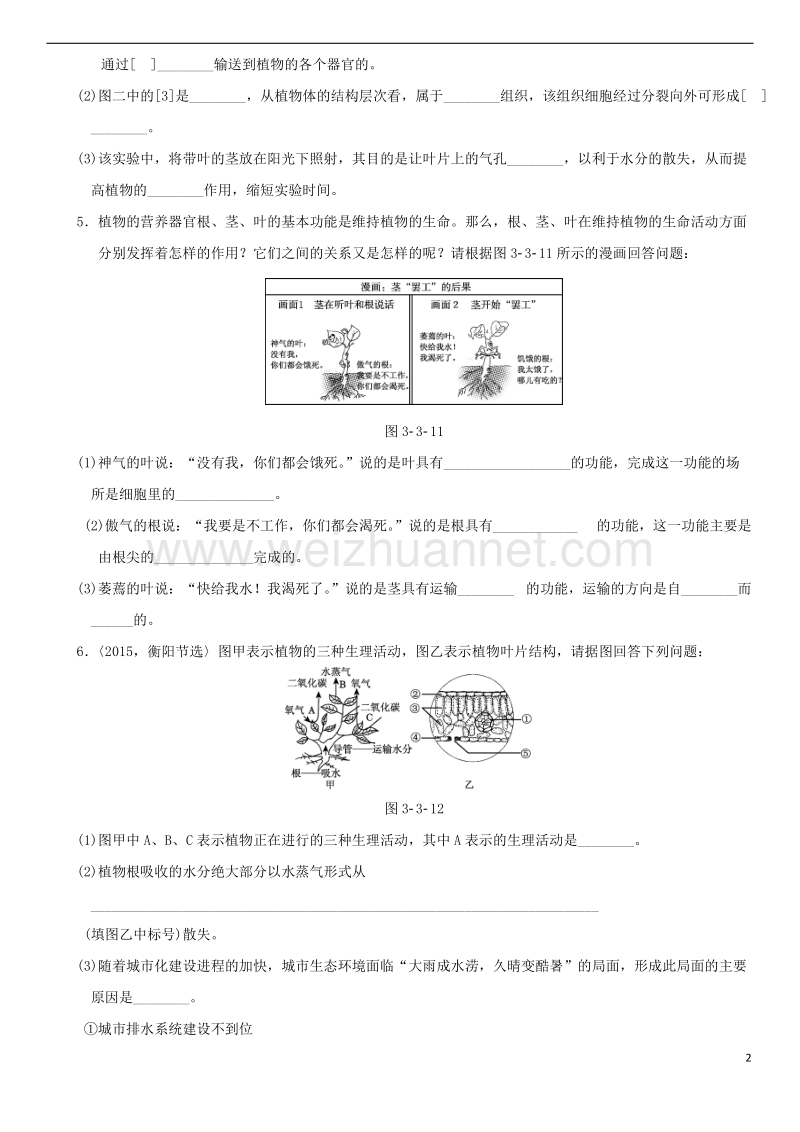 2018年中考生物复习 第三单元 第三章培优练.doc_第2页