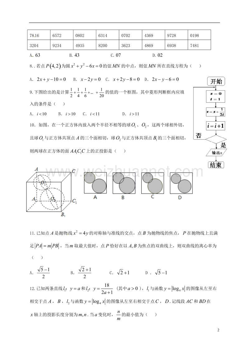 牡丹江市2017届高三数学2月开学检测试题 理.doc_第2页