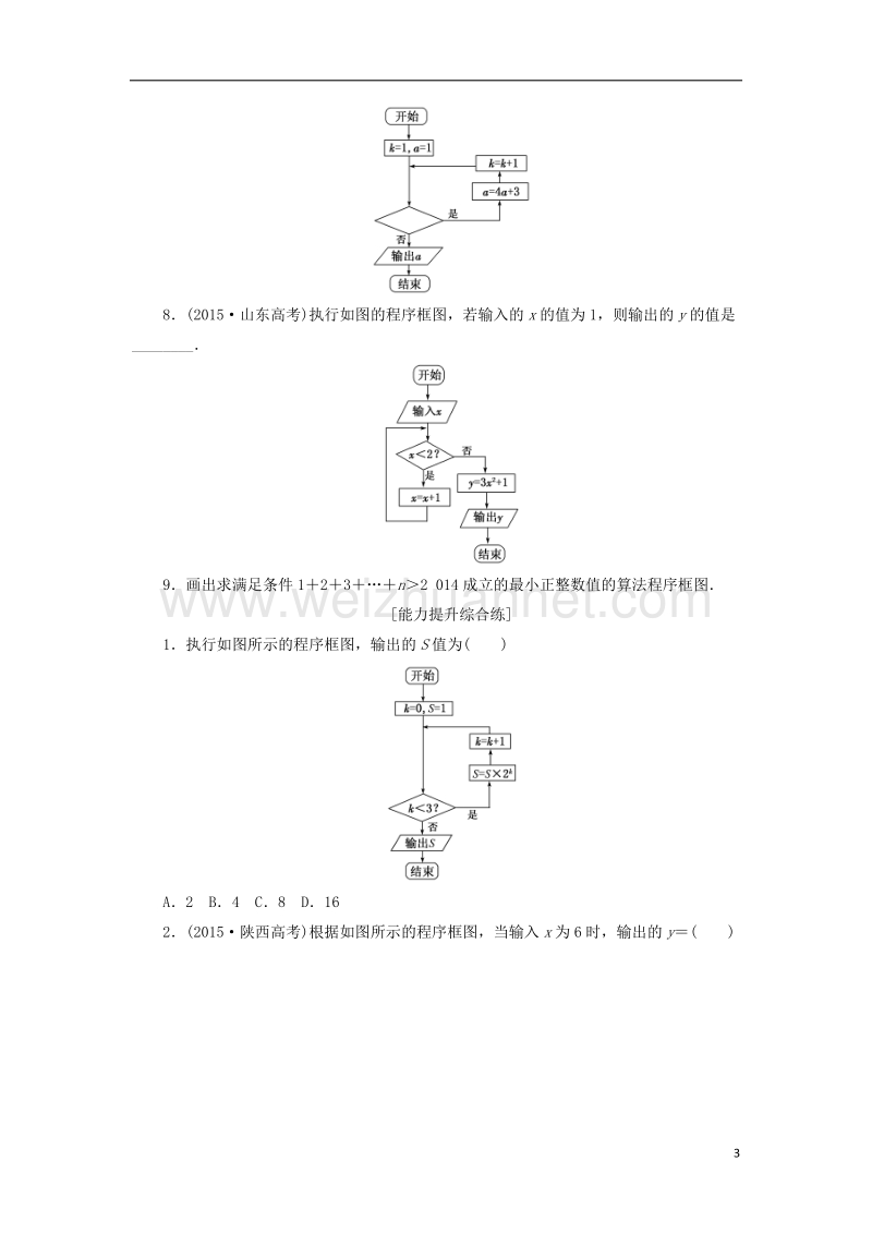 2017版高中数学 课下能力提升（四）程序结构、程序框图的画法 新人教a版必修3.doc_第3页