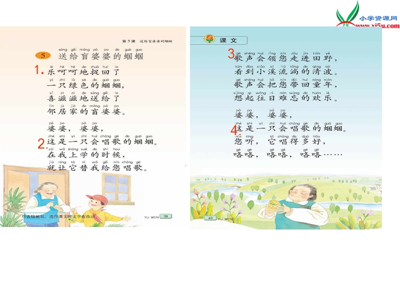 小学（苏教版）语文二年级上册第二单元 送给盲婆婆的蝈蝈.ppt_第2页