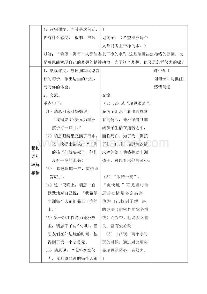 （沪教版） 2015秋五年级语文上册  《瑞恩的井》教学设计.doc_第3页