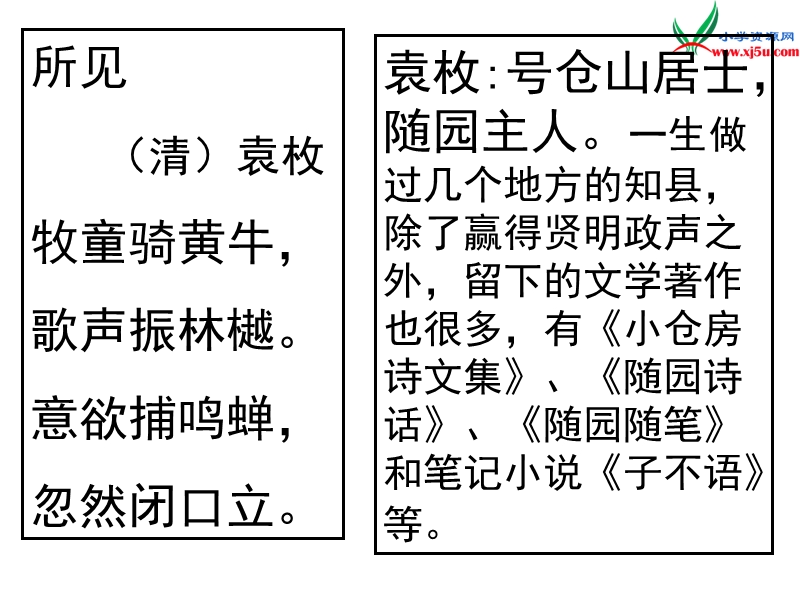 2017秋（苏教版）五年级上册语文（课堂教学课件 3）所见.ppt_第1页