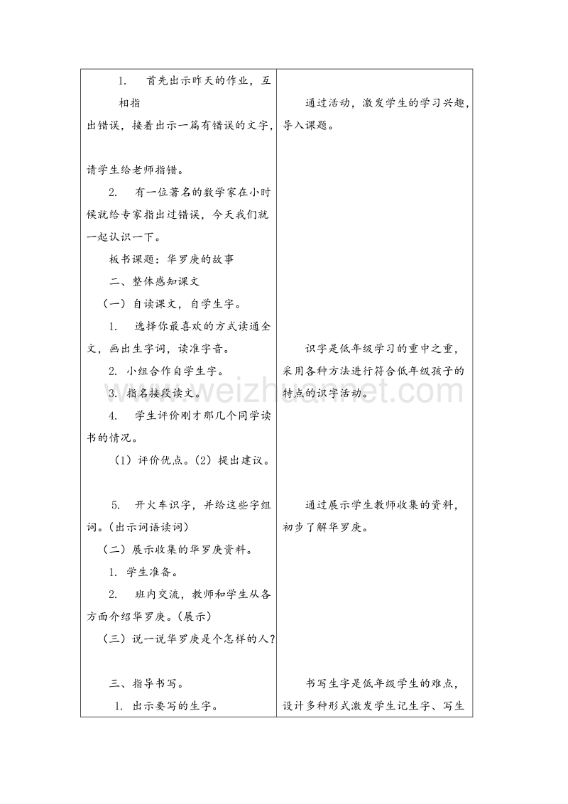 2015秋二年级语文上册教学设计：26《华罗庚的故事》（冀教版）.doc_第2页