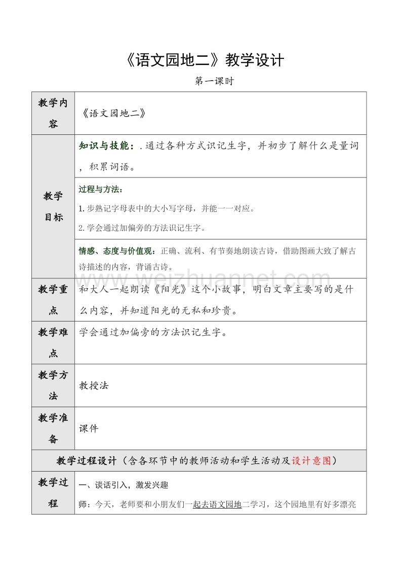 （人教版）语文一年级下册《语文园地二》第一课时教学设计.doc_第1页