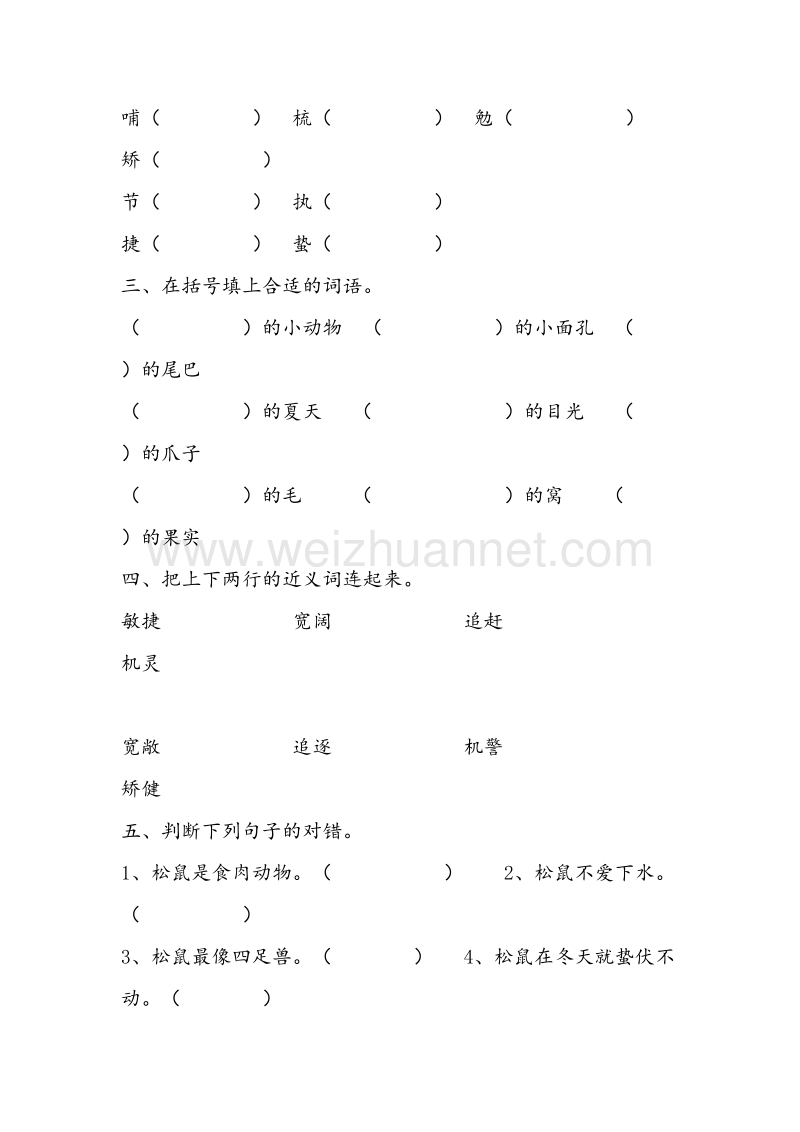 2017年（人教版）五年级语文上册同步练习 10.松鼠.doc_第2页