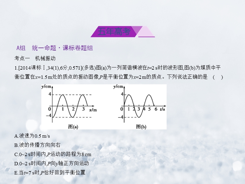 2018年高考物理总复习 选考部分 专题十六 机械振动与机械波习题课件.ppt_第2页