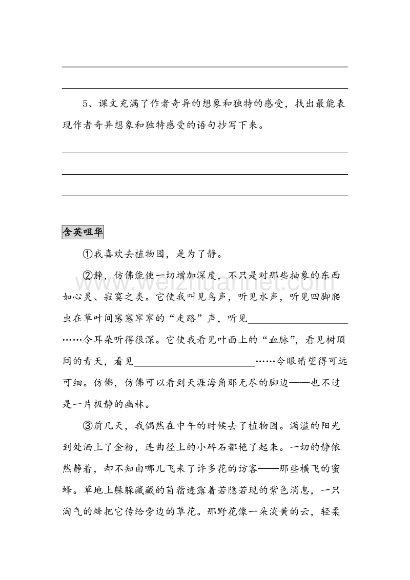 (人教新课标)六年级语文上册同步练习 草虫的村落2（无答案）.doc_第2页