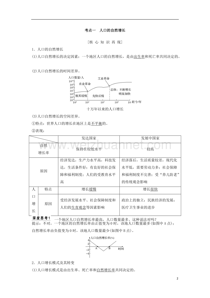 2018版高考地理大一轮复习 第七章 人口的变化 新人教版.doc_第2页