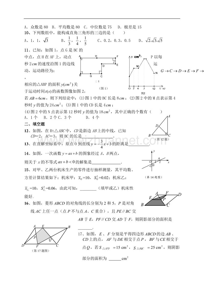 八年级(下)数学基础知识试题(精华).doc_第2页