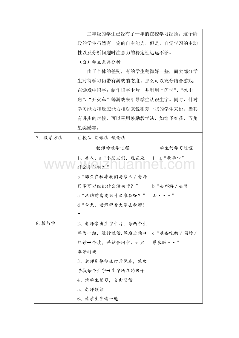 （人教版）一年级上册(2016新版）语文9 明天要远足  教案 (1).doc_第3页