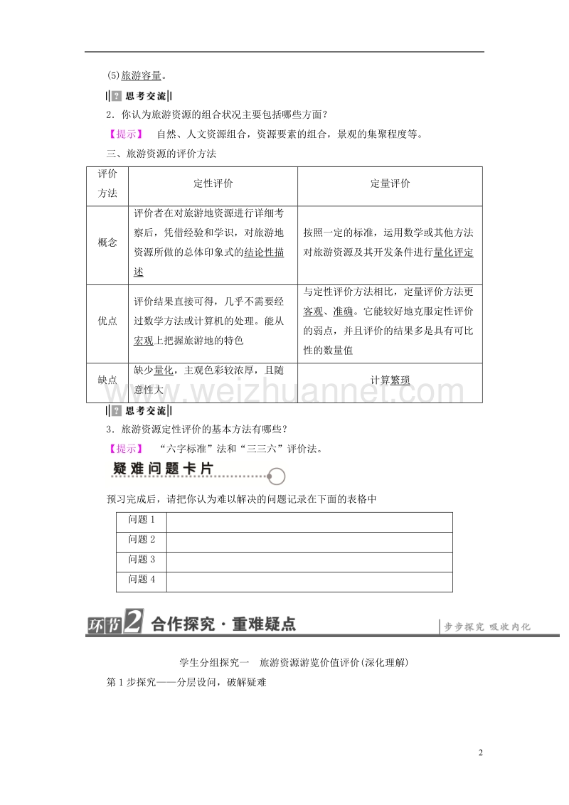 2017年高中地理 第3单元 旅游资源评价与旅游规划 第1节 旅游资源评价学案 鲁教版选修3.doc_第2页