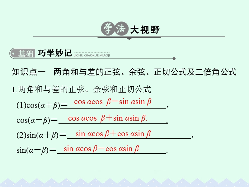 2017版高考数学一轮总复习第4章三角函数、解三角形第四节三角恒等变换课件理.ppt_第3页