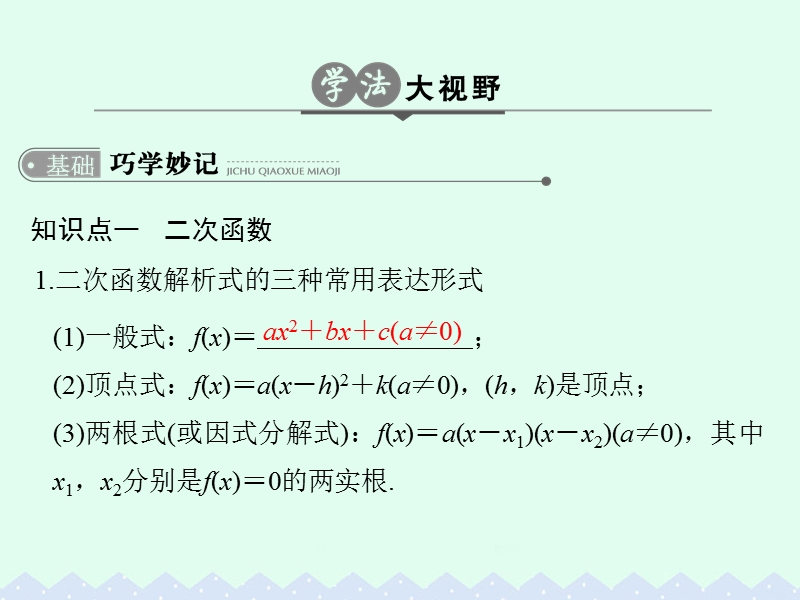 2017版高考数学一轮总复习第2章函数的概念与基本初等函数第三节二次函数与幂函数课件理.ppt_第3页