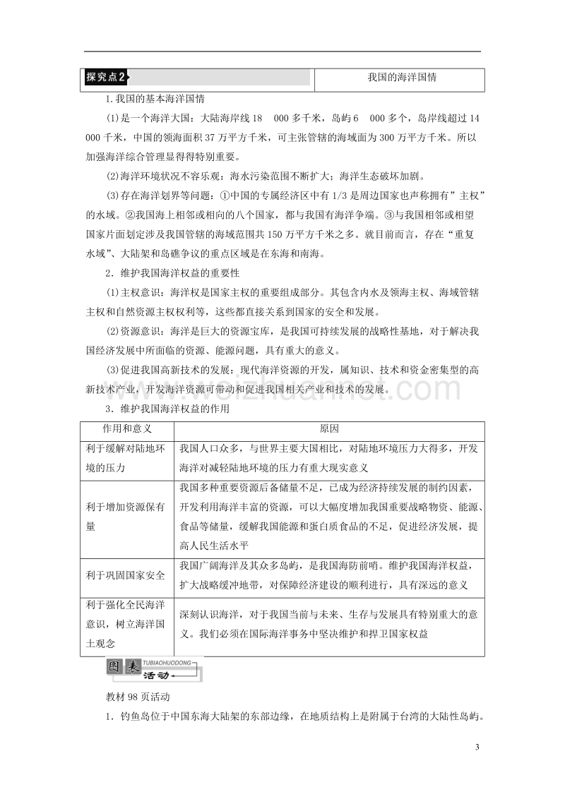 2017年高中地理第4单元维护海洋权益第3节我国的海洋权益整合提升鲁教版选修2.doc_第3页