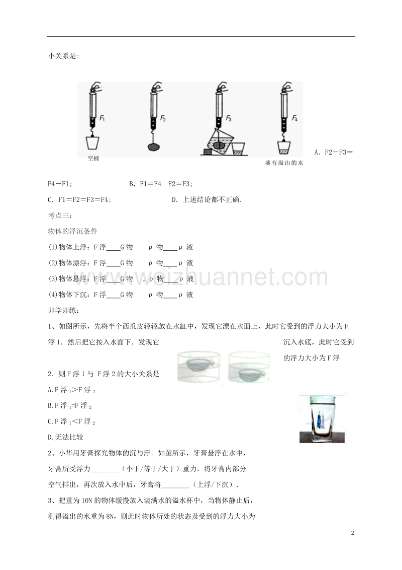 乐陵市丁坞镇2016届中考物理一轮复习 第十章 浮力导学案4（无答案）.doc_第2页