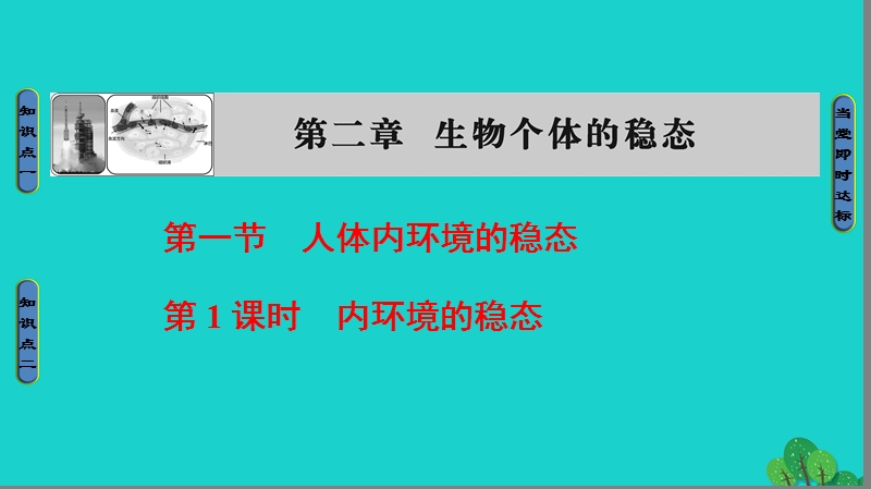 2017年高中生物第2章生物个体的稳态第1节人体内环境的稳态（第1课时）内环境的稳态课件苏教版必修3.ppt_第1页