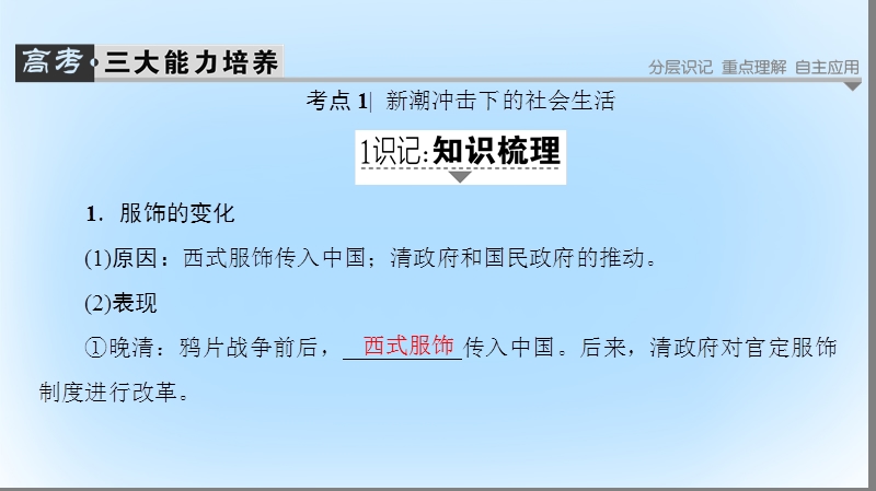 2017高考历史一轮复习 第7单元 工业文明的崛起和对中国的冲击 第17讲 新潮冲击下的社会生活和交通与通讯的变化课件 岳麓版.ppt_第2页