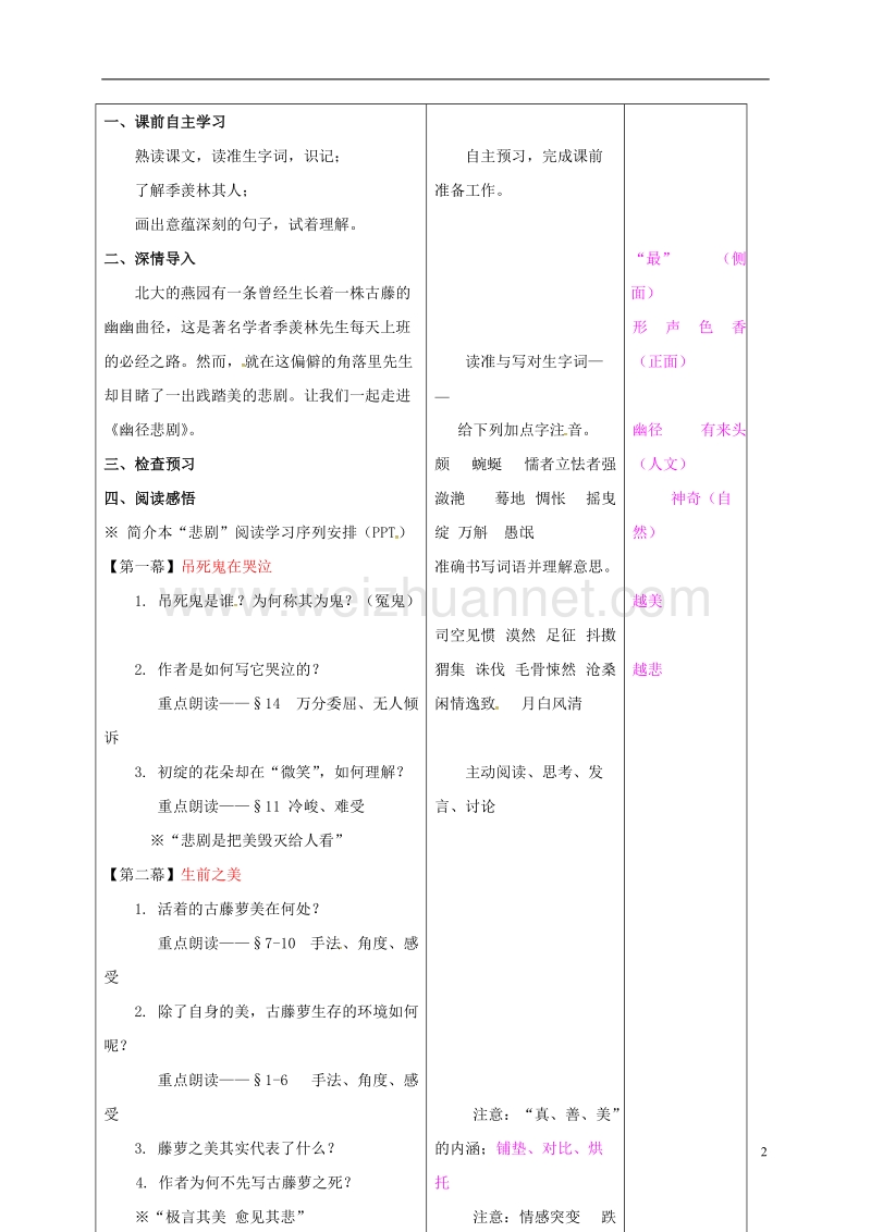 仪征市月塘中学八年级语文上册 23《幽径悲剧》教案 苏教版.doc_第2页