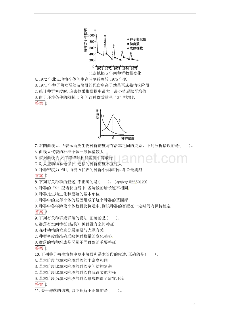 2017年高中生物第4章种群和群落过关检测新人教版必修3.doc_第2页