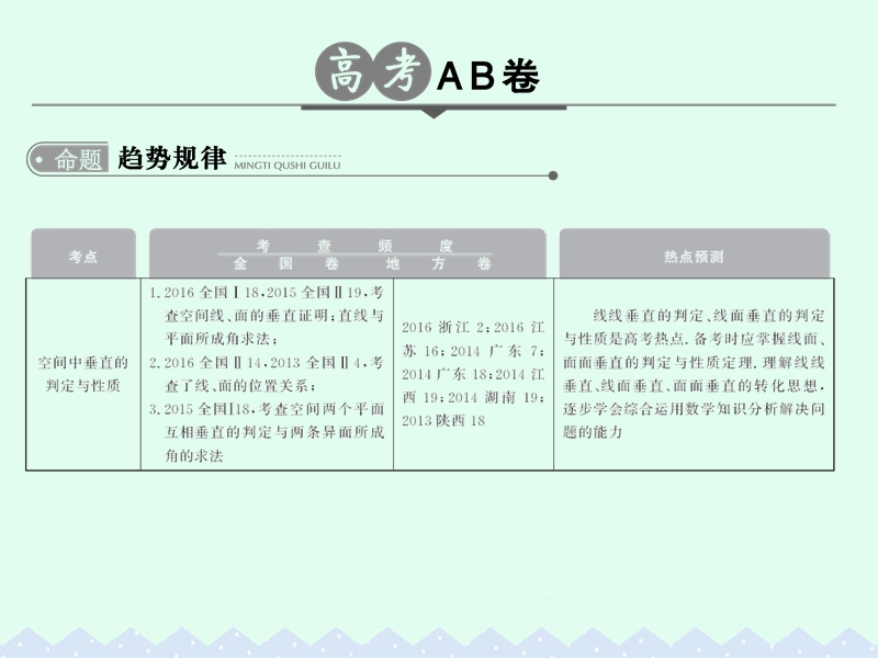 2017版高考数学一轮总复习第8章立体几何初步第五节直线、平面垂直的判定与性质课件理.ppt_第2页